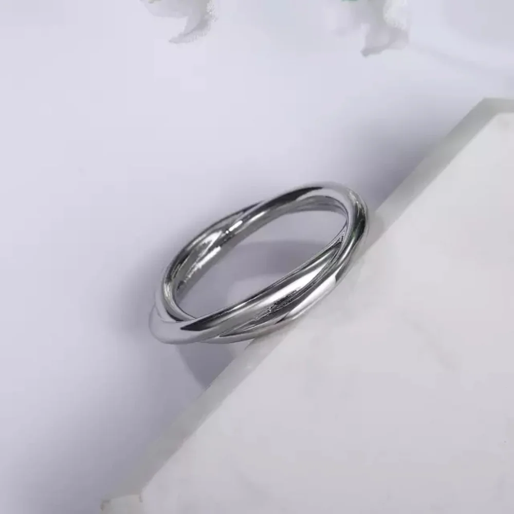 New Unisex 925 Silver Double Layer Men Women Ring